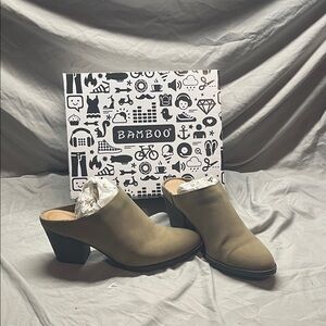BAMBOO Women's Olive Mules